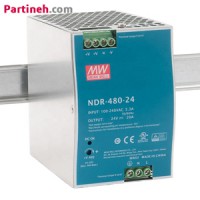 تصویر محصول منبع تغذیه ریلی تک فاز 24 ولت 20 آمپر مینول MEAN WELL مدل NDR-480-24