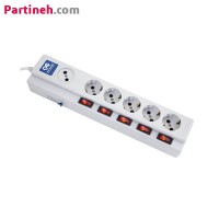 تصویر محصول چند خانه فیوز دار 1+5 با کابل 5 متری پارت الکتریک