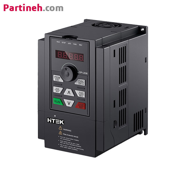 نمای جلویی اینورتر هایتک سری F300 با کیپد، نمایشگر دیجیتال و کلیدهای RUN و STOP